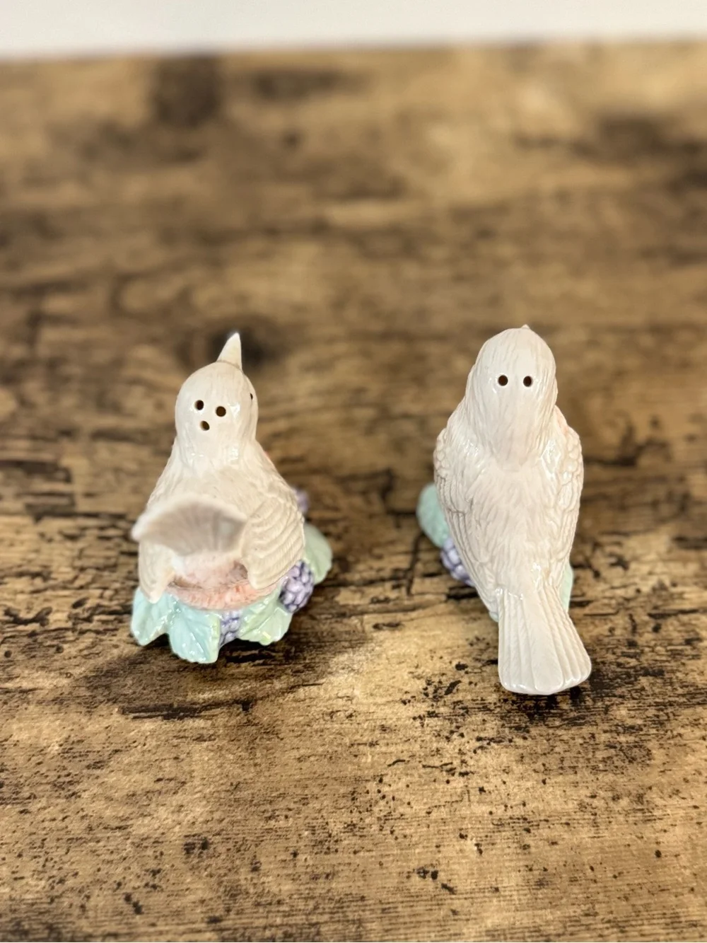 Vintage Bird Salt & Pepper Shakers | Porcelain Floral Berry